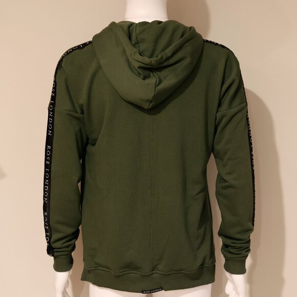 Men's Dark Army Green Hoodie Streetwear 100% Cotton Size L New - Picture 2 of 6